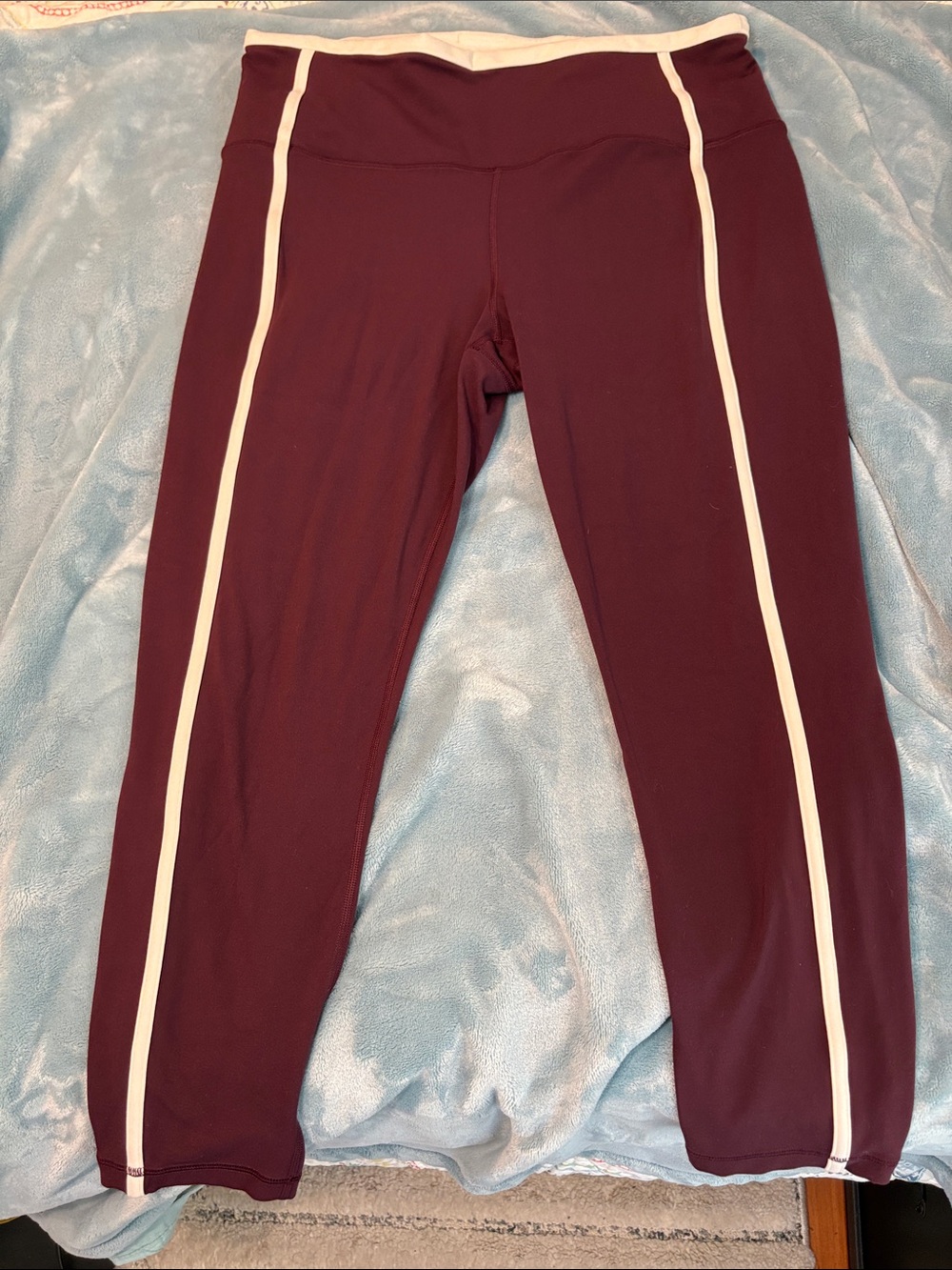 Athleta Elation Ultra High Rise 7/8 Sport Stripe Tight XL Burgundy Cream